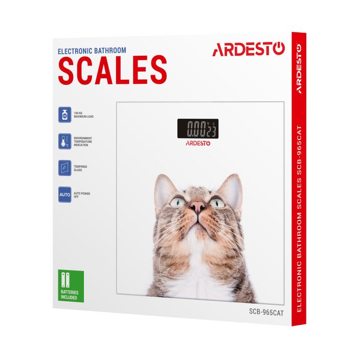 Ваги ARDESTO підлогові Cat, 150кг, AAAx2 в комплекті, скло, багатокольорові