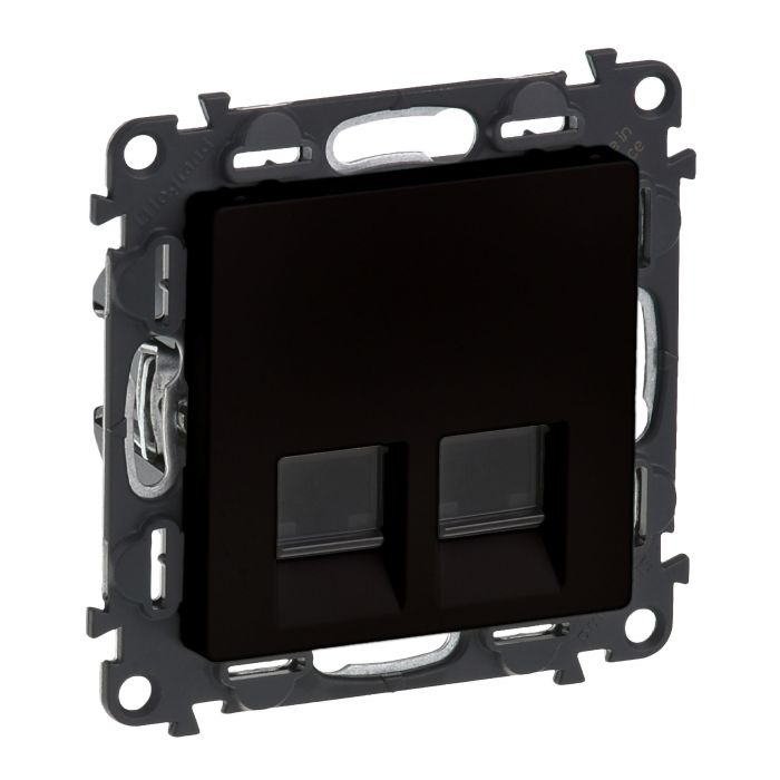 Розетка двойная RJ45 кат. 5e UTP Legrand Valena Life, с накладками, матовый черный
