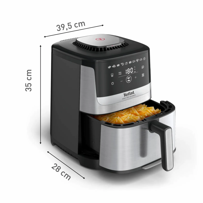Мультипіч Tefal Easy Fry Silence, 1670Вт, чаша-5л, сенсорне керув., 10 програм, пластик, нерж. сталь-чорний