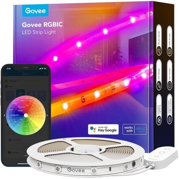 Лента светодиодная умная Govee H612A Strip Light S With Protective Coating, 5м, RGBICW, WI-FI/Bluetooth, білий