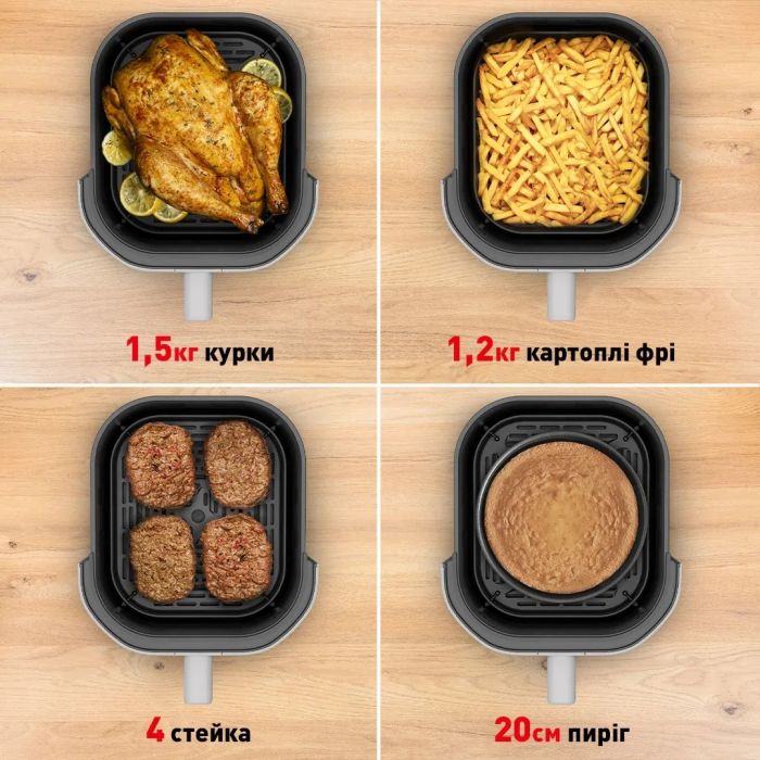Мультипіч Tefal Easy Fry Infrared, 1500Вт, чаша-7л, сенсорне керув., 8 програм, з віконцем, пластик, світло-сірий