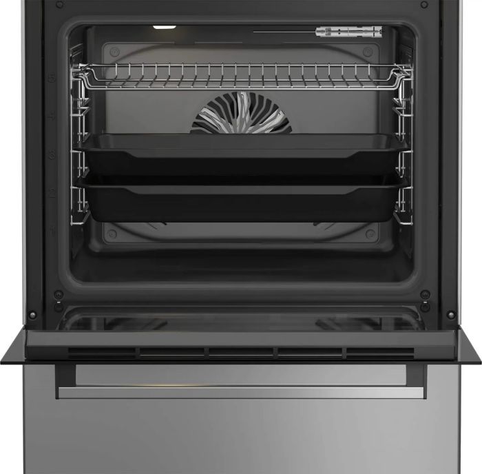 Плита Beko комби, 72л, 60x60см, дисплей, конвекция, чугун, черный