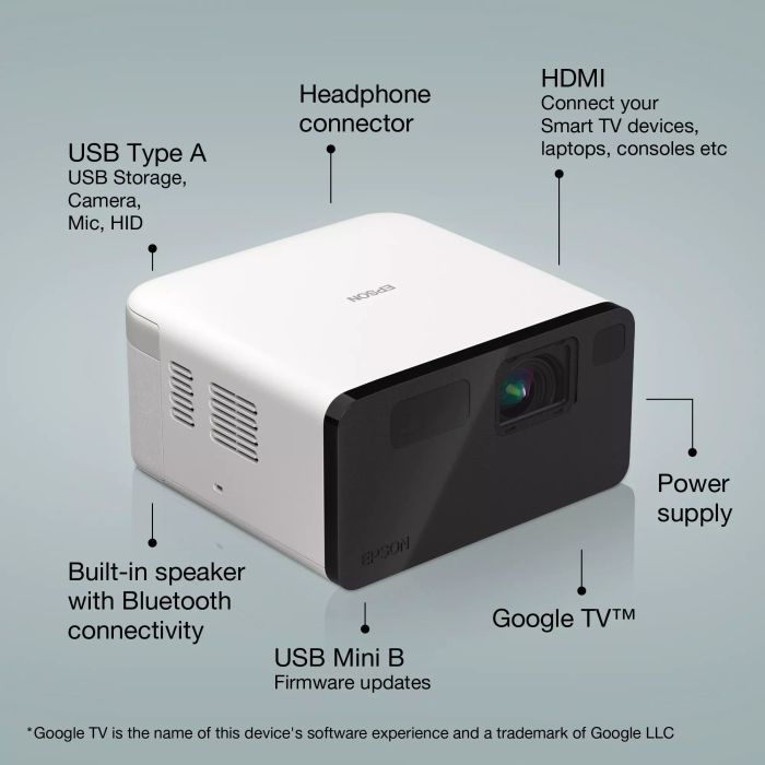 Проектор Epson EF-21W FHD, 1000 lm, LASER, 1, Google TV, Diamond White