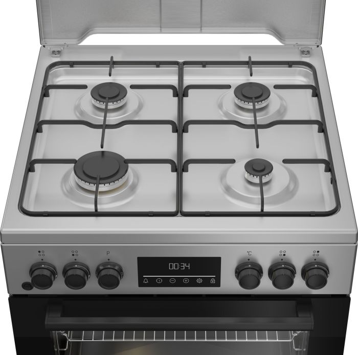 Плита Beko комби, 72л, 60x60см, дисплей, конвекция, серый