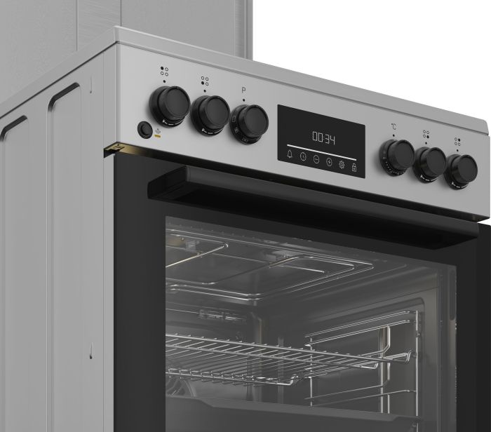 Плита Beko комби, 72л, 60x60см, дисплей, конвекция, серый