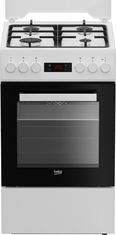 Плита Beko комбінована, 60л, 50x60см, дисплей, конвекція, чавун, білий
