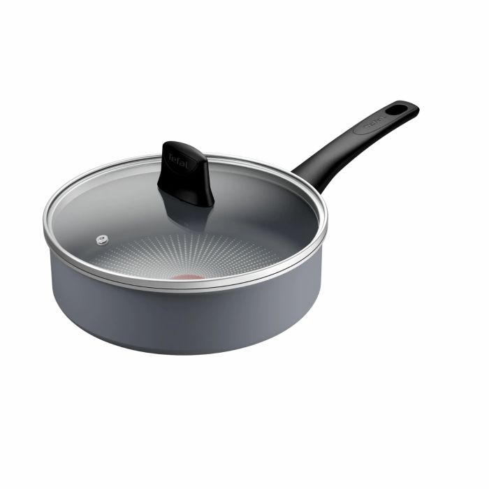 Сотейник Tefal Halo, 24см, с крышкой, алюминий, бакелит, стекло, серый