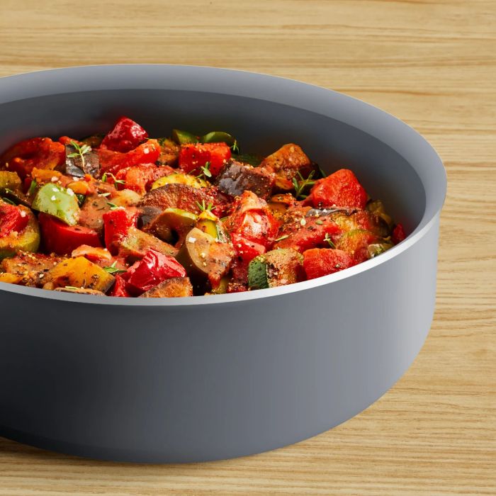 Сотейник Tefal Halo, 24см, с крышкой, алюминий, бакелит, стекло, серый