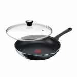 Сковорода з кришкою Tefal Day by Day, 28см, з кришкою, алюміній, бакеліт, скло, чорний