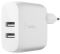 Зарядний пристрій мережевий Belkin 24Вт 2хUSB-A, білий