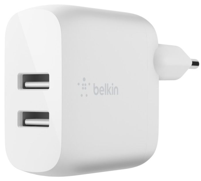 Зарядний пристрій мережевий Belkin 24Вт 2хUSB-A, білий