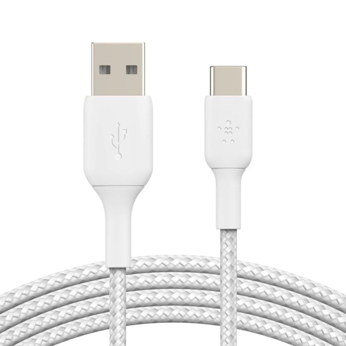 Кабель USB-A > USB-C зарядки/синхронизации Belkin 2м, 15Вт, Type-C, витой, белый