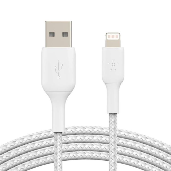 Кабель USB-A > Lightning заряджання/синхронізації Belkin 2м, 12Вт, плетений, білий
