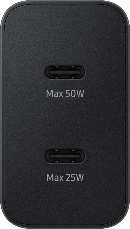 Зарядний пристрій мережевий Samsung 50Вт 2xUSB-С, кабель USB-C > USB-C, 1.8м, чорний