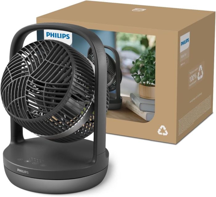 Вентилятор Philips настольный Series 3000, 22см, 27Вт, таймер, поворот 180, черный