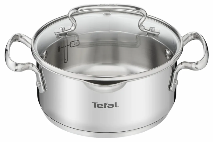 Кастрюля Tefal DUETTO+, 2л, с крышкой, нержавеющая сталь, стекло