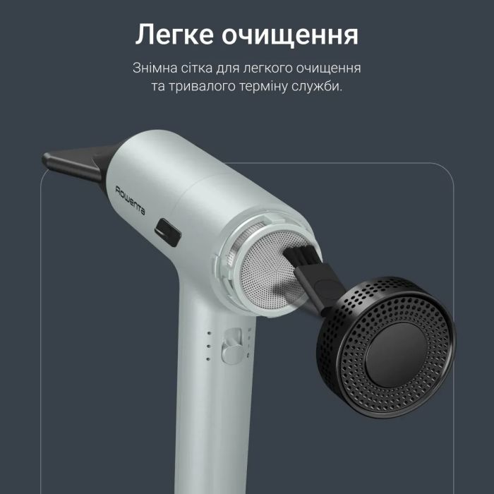 Фен Rowenta Tiny, 1600Вт, 3 режими, дифузор, іоніз-я, хол. обдув, зелено-чорний