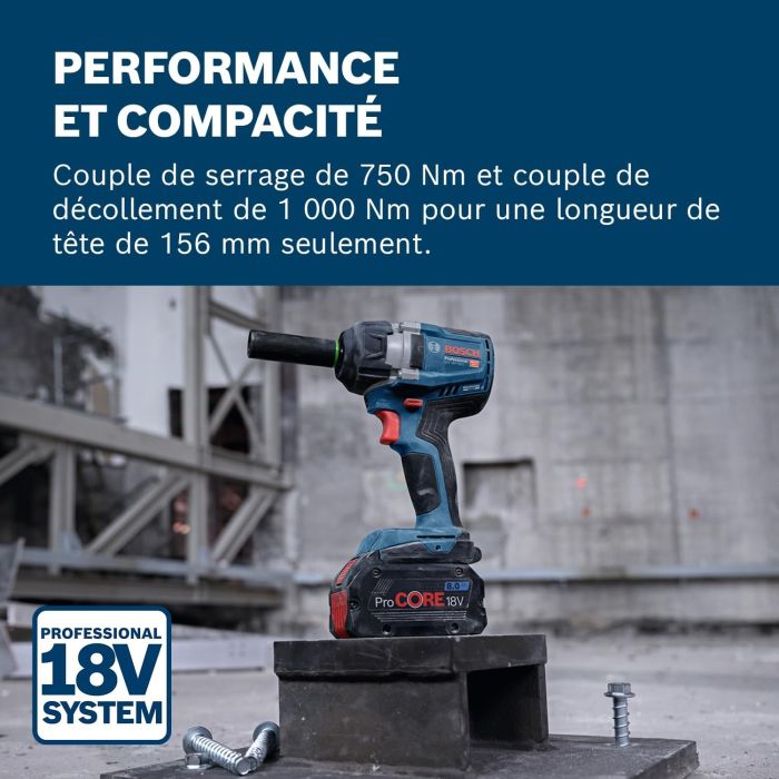 Гайковерт ударний Bosch Professional GDS 18V-750C 18В до 3000об/хв 270/380/750Нм квадрат 1/2" 1.7кг без АКБ та ЗП
