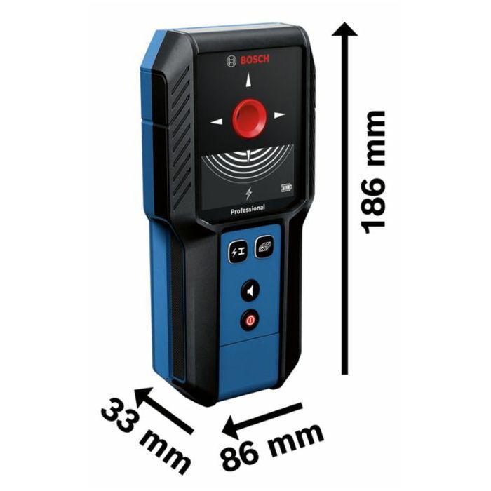 Детектор акумуляторний Bosch Professional GMS 120-27, до 120мм, 2ААх1.5В, IP54, чохол, 0.24кг