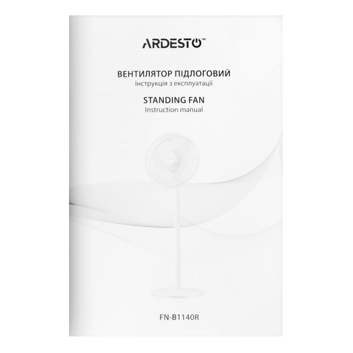 Вентилятор   підлоговий, 40см, 55Вт, ел. кер-ня, дисплей, таймер, пульт ДК, опора кругла, білий ARDESTO FN-B1140R