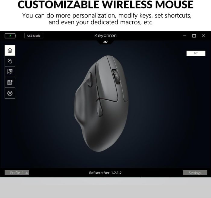 Миша Keychron M7 BT/WL/USB-A/USB-C, чорний