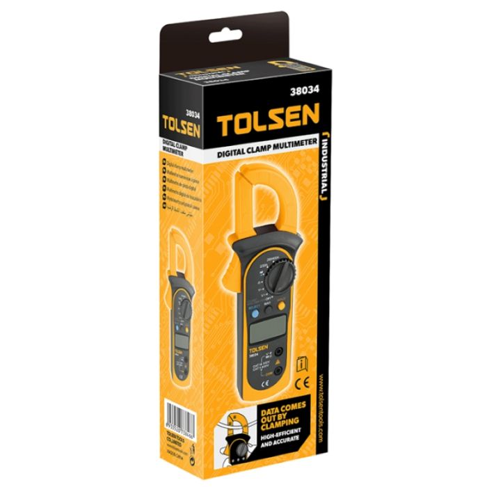 Клещи электроизмерительные Tolsen, 0-600В, диаметр проволоки до 28мм, LCD-дисплей.