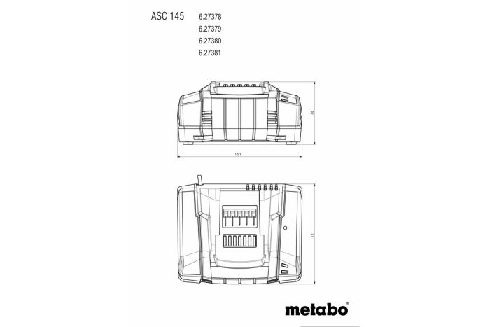 Зарядное устройство Metabo ASC 145 12-36В 8А 0.551кг