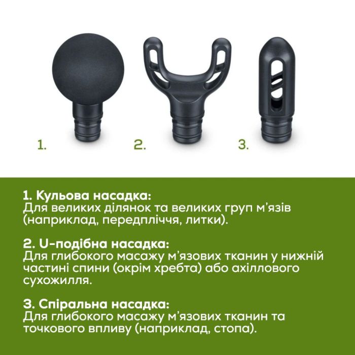 Масажер Beurer для тіла, літій- іонний акум., вага - 0,49кг, 3 насадки, чорний