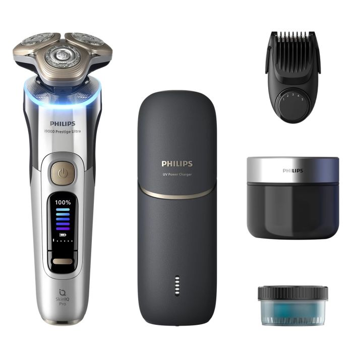 Бритва електр. Philips Series i9000 Prestige Ultra роторная,  бритв.головок-3, Li-Ion, сух.+влажн., индикат. заряда, тверд. чехол, хром