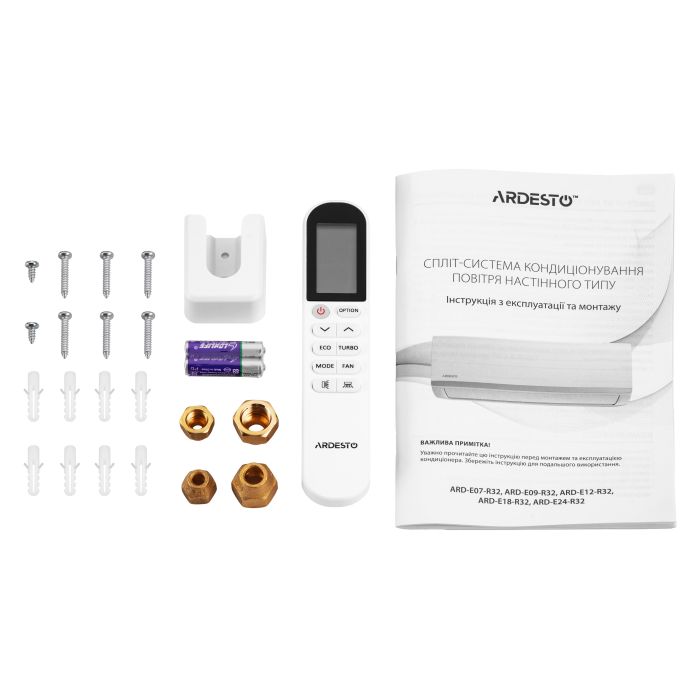 Кондиціонер Ardesto CoolSmart 35м2 інвертор 12000BTU 3.5кВт A/A -15°С Wi-Fi R32 білий