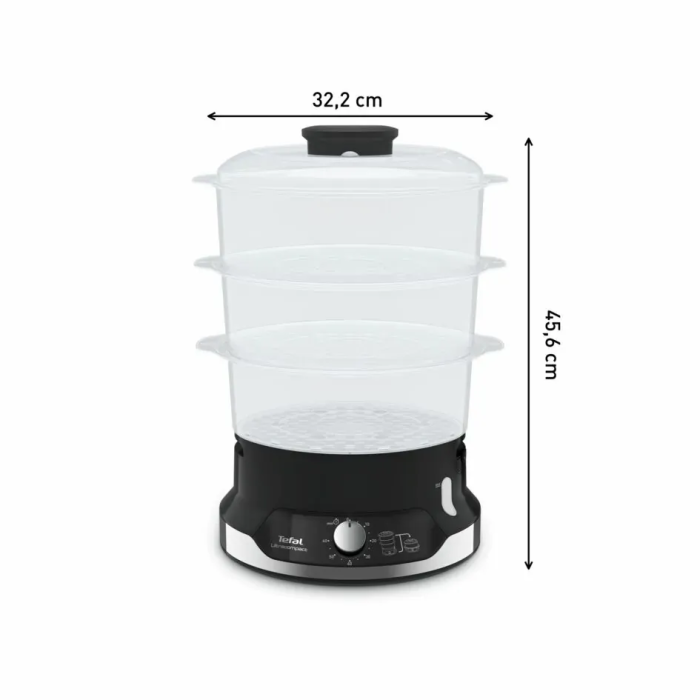 Пароварка Tefal Convenient, 800Вт, чаша-9л, резервуар для воды -1л, механическое управл., пластик, черный