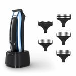 Тример Rowenta Barber Experience, для голови, бороди, мережа+акум., роторний мотор, насадок-5, нержавіюча сталь з покриттям DLC, чорно-синій