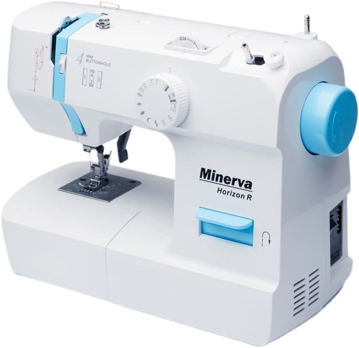 Швейная машина МINERVA Horizon R, электромех., 71 Вт,  13 швейных операций, петля полуавтомат, белый