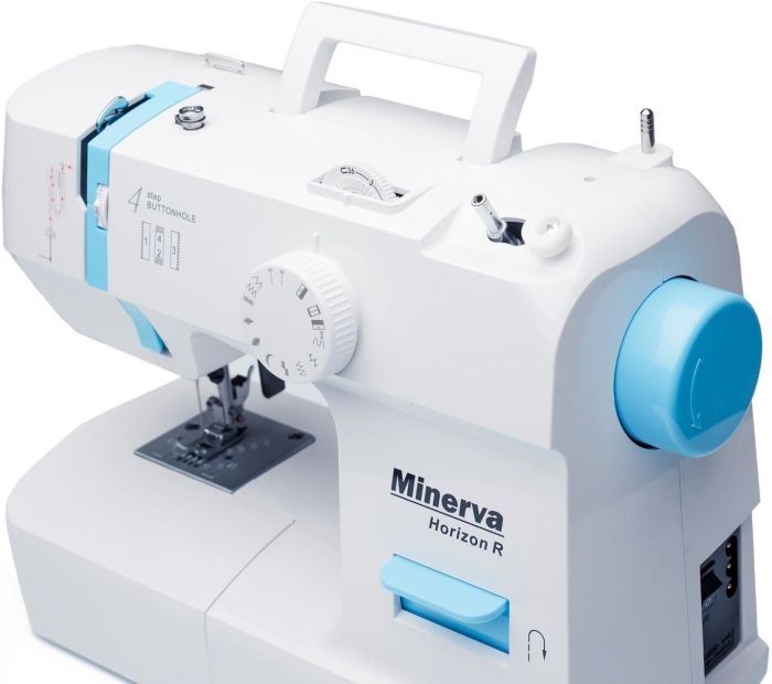 Швейная машина МINERVA Horizon R, электромех., 71 Вт,  13 швейных операций, петля полуавтомат, белый