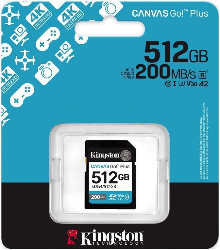 Карта пам'яті Kingston SD  512GB C10 UHS-I U3 V30 R200/W160MB/s