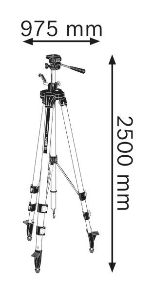 Штатив Bosch BT250 для оптических нивелиров, 1/4", 97.5-250см, 3.4 кг