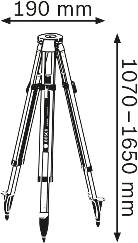 Штатив Bosch Professional BT170HD для оптичних нівелірів, 5/8", 107-165см, 5.5кг