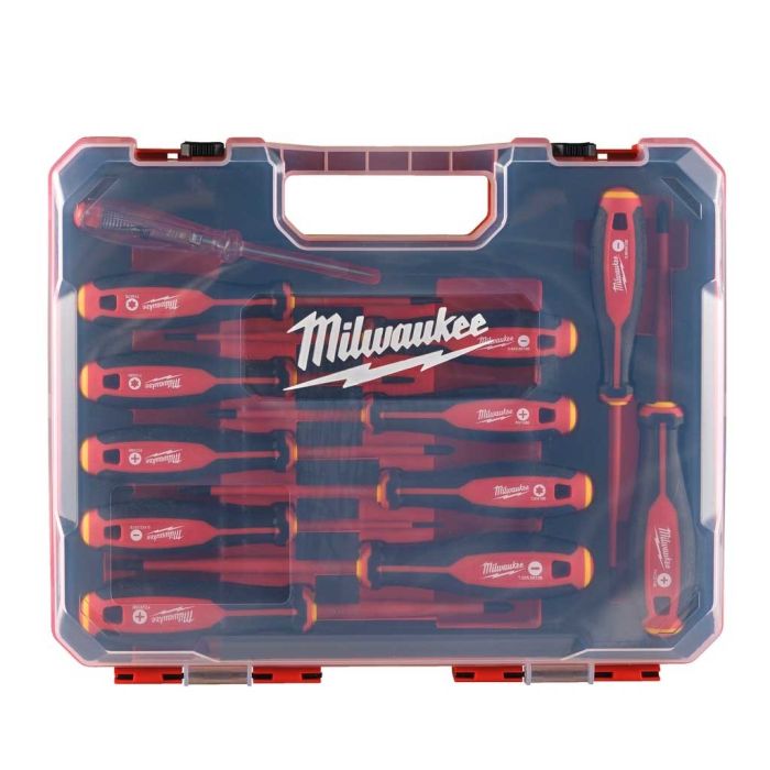 Викрутки Milwaukee набір 12шт, діелектричні, SL,PH,PZ,TX, тестер, кейс