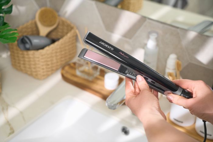 Выпрямитель Ardesto Pink Touch, 32Вт, 110-200C, керамика, серый+розовый