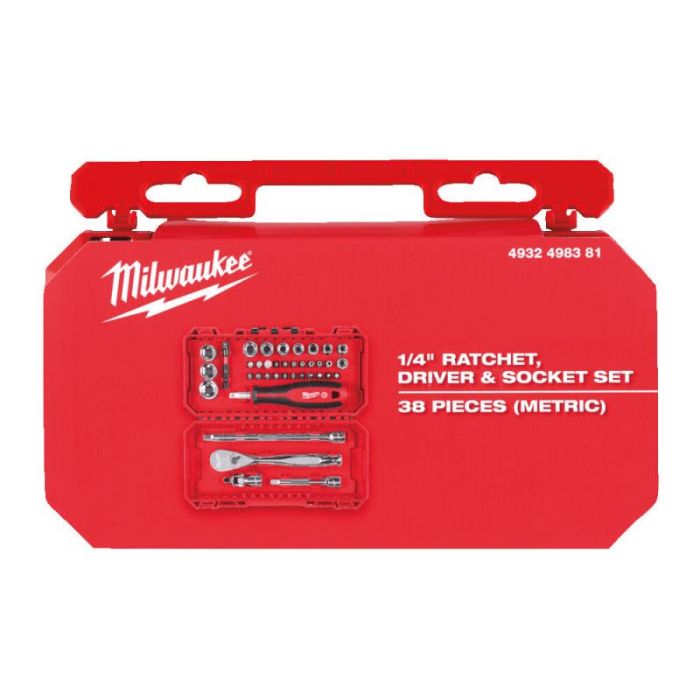 Набор торцевых головок и бит Milwaukee, 1/4", с трещоткой, 38шт.