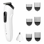 Тример Rowenta Trim&Style, для бороди, носа, вусів і голови, мережа+акум., насадок-7, сталь, білий