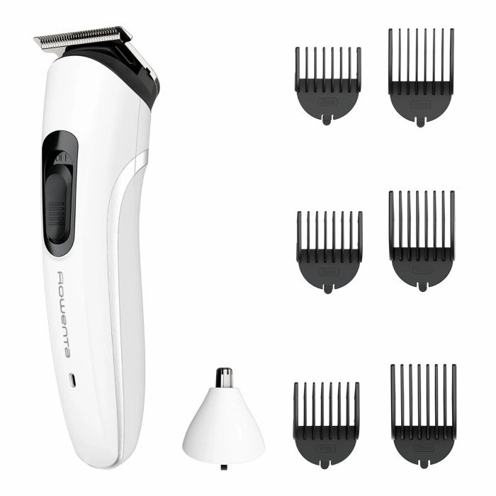 Тример Rowenta Trim&Style, для бороди, носа, вусів і голови, мережа+акум., насадок-7, сталь, білий