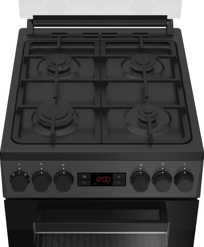 Плита Beko комбінована, 60л, 50x60см, дисплей, конвекція, чавун, чорний