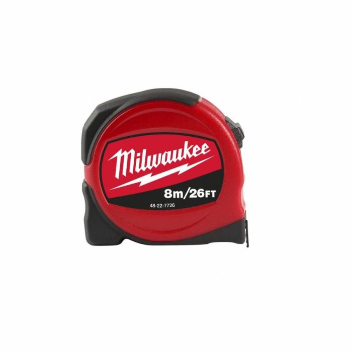 Рулетка Milwaukee Slimline S8-26/25, 8мх25мм, с фиксатором сматывания, АБС-пластик
