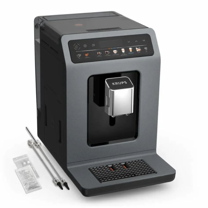 Кофемашина Krups Evidence Hot & Cold 2.3л, зерно, автомат.капучинатор, OLED диспл, авторецептов - 18, серо - черный