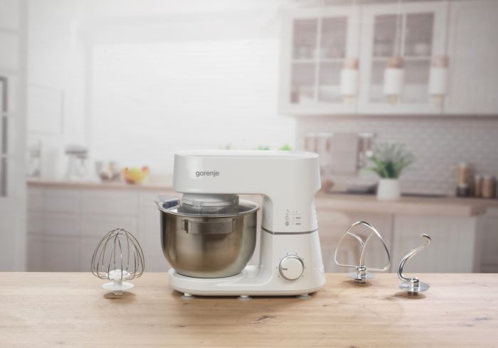 Кухонная машина Gorenje 800Вт, чаша-металл, корпус-металл, насадок-3, белый