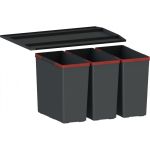 Сортер для сміття Franke Easysort 600-3-0, 3 x 14.5 л, кришка,  чорний пластик