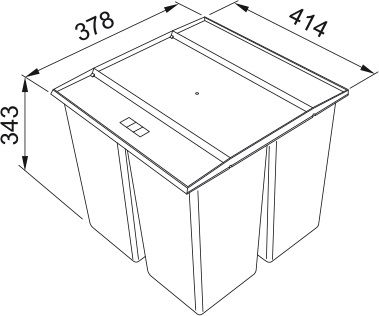 Сортер для сміття Franke Easysort 450-1-2, 2 шт.x 14.5 л, кришка,  чорний пластик