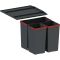 Сортер для сміття Franke Easysort 450-1-2, 2 шт.x 14.5 л, кришка,  чорний пластик