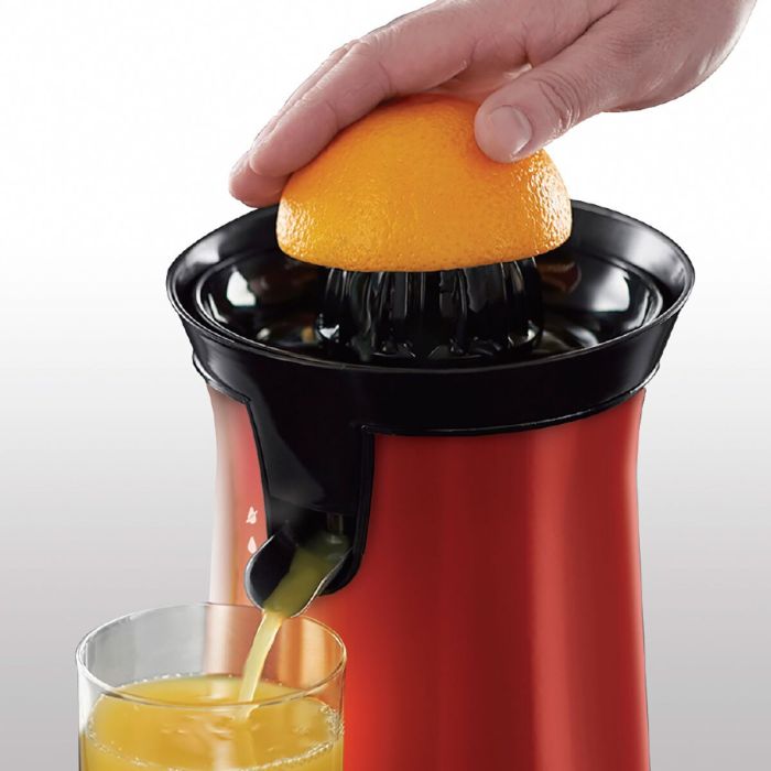 Соковитискач Russell Hobbs Colours Plus цитрус-прес 600Вт, 2 насадки в комплекті, пластик, червоний